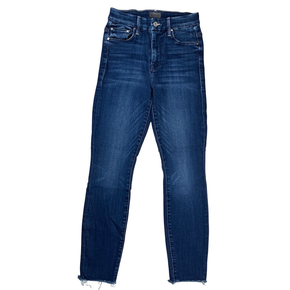 Mother Looker Ankle Fray Jeans Women's Sz 24 Tongue And Chic High Waisted Skinny